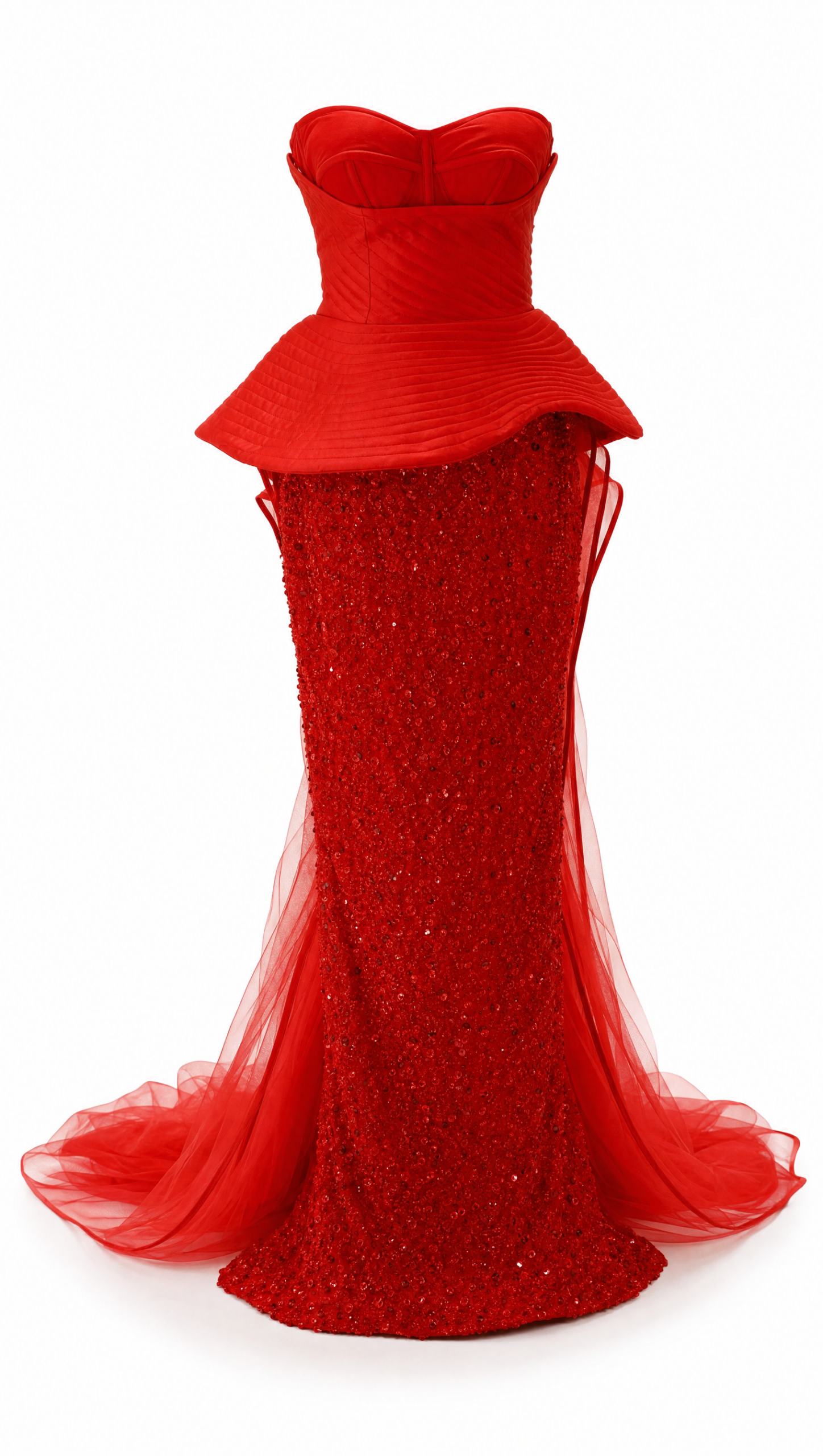 Red velvet dress - الصورة 2
